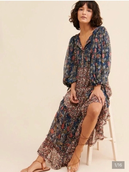 Free People Dresses & Skirts - Free People Estelle Chiffon Floral Maxi Dress, Size Small